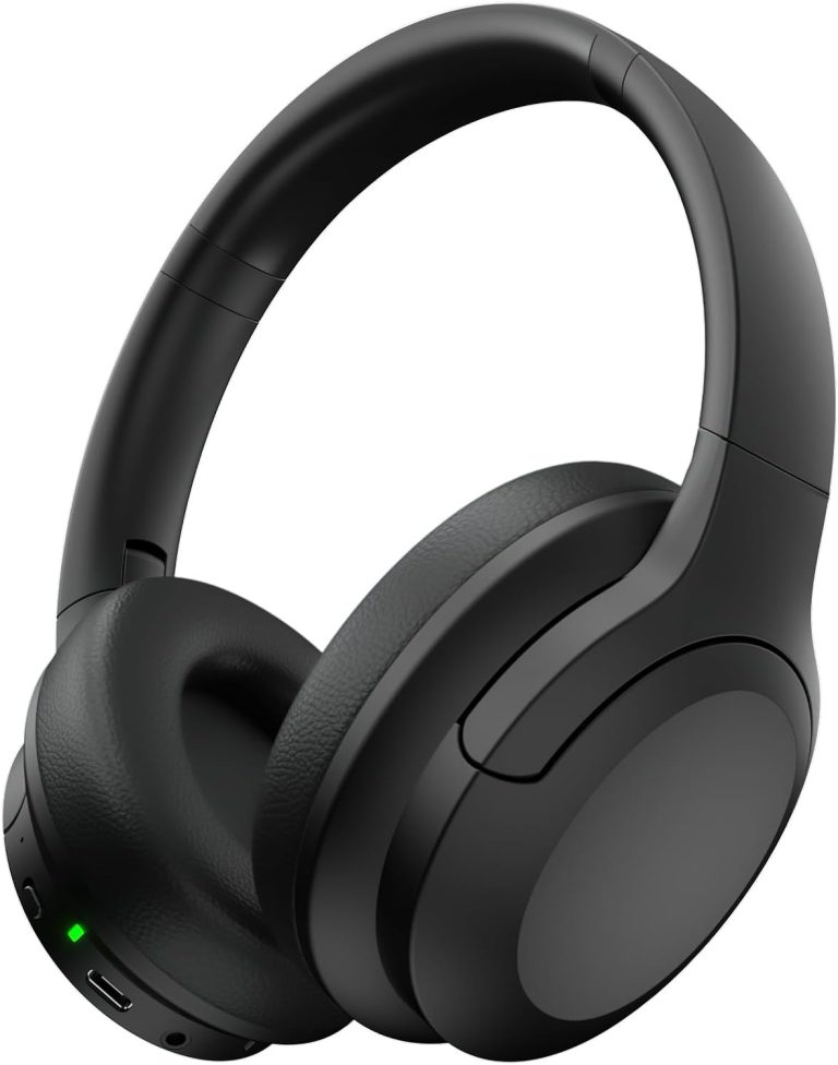 Active Noise Cancelling Headphones, Wireless Over Ear Bluetooth Headphones,100H Play Time Bluetooth Headphones with Microphone,Lightweight and Foldable Comfortable Deep Bass for Work/Gym Black